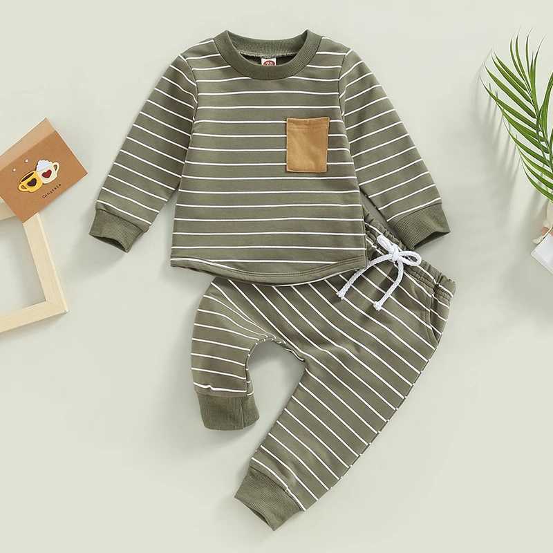 Clothing Sets 2022-12-01 Lioraitiin 0-3Years Baby Boys Pants Set Striped Long Sleeve Crew Neck Sweatshirt Elastic Waist Sweatpants Outfit