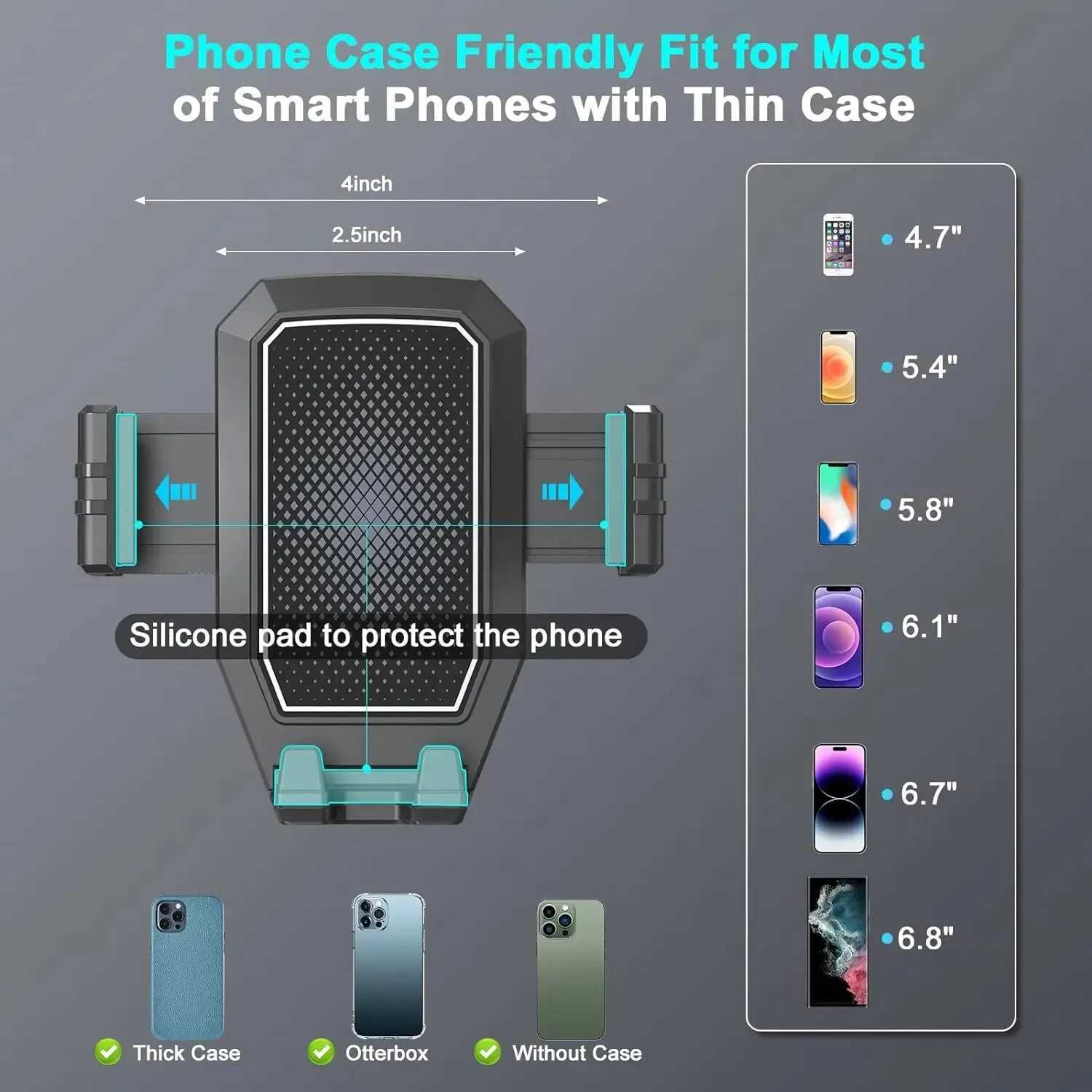 Car Holder Truck Phone Holder Mount Heavy Duty Cell Phone Holder for Dashboard Windshield 16.9 Inch Long Arm Super Suction Cup Stable R240715