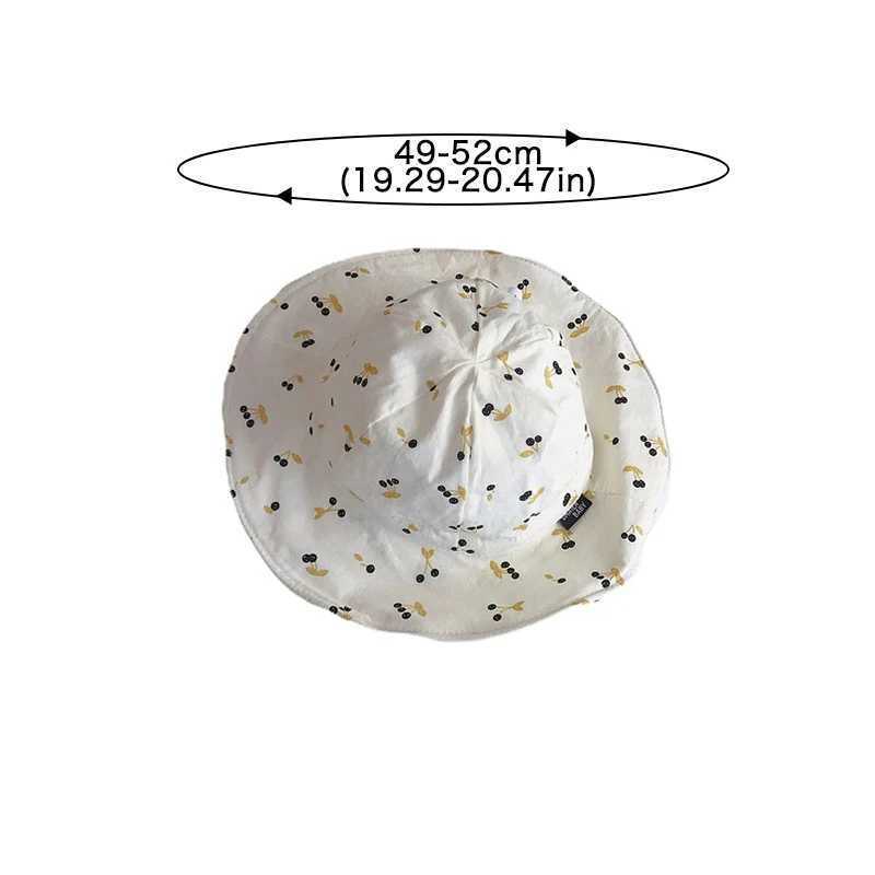 Summer Large Brim Sun Hat Baby Cute Cherry Print Girls Fishermans Hat Solid Color Childrens Sun Hat Outdoor Beach Panama HatW240715