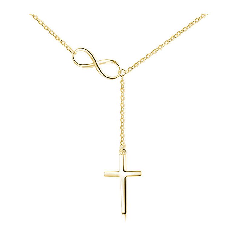 Fashion Angel Number 8 Initial Necklace Jewelry High Quality Dainty Infinity Cross Necklaces for Women Ladies Good Lucky Wedding Jewelry Nice Gift