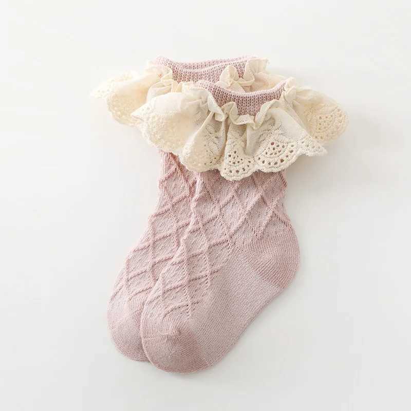 New spring and autumn baby girl socks cute socks for newborns cotton lace flower short tube socks for toddlers 0-5 years oldW240715