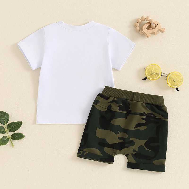 Clothing Sets 2Pcs Baby Boy Summer Outfit Clothing Set Cotton Casual Short Sleeve Letters Print T-shirt with Camouflage Shorts Set For Toddler