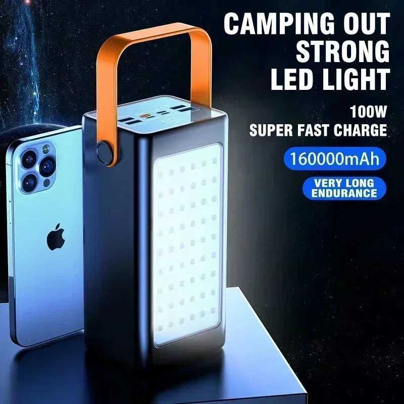 Power Bank 200000mAh High Capacity 66W Fast Charger Powerbank for iPhone Laptop Batterie Externe LED Camping Light Flashlight M240715