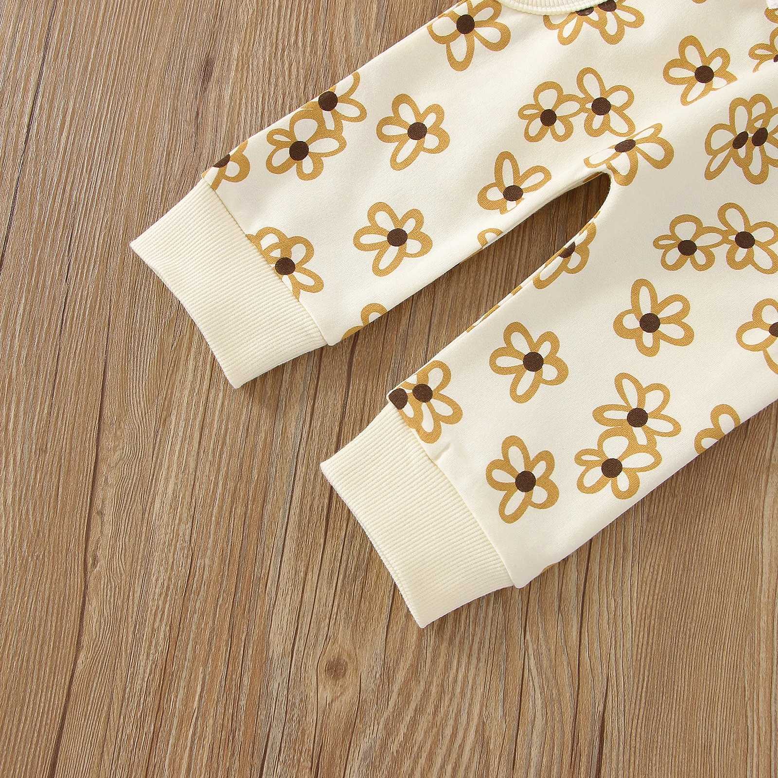 Clothing Sets 2022-09-26 Lioraitiin 0-3Years Toddler Kid Girl 2Pcs Pant Suit Long Sleeve Round Neck Floral Shirt Street Side Pockets Trousers