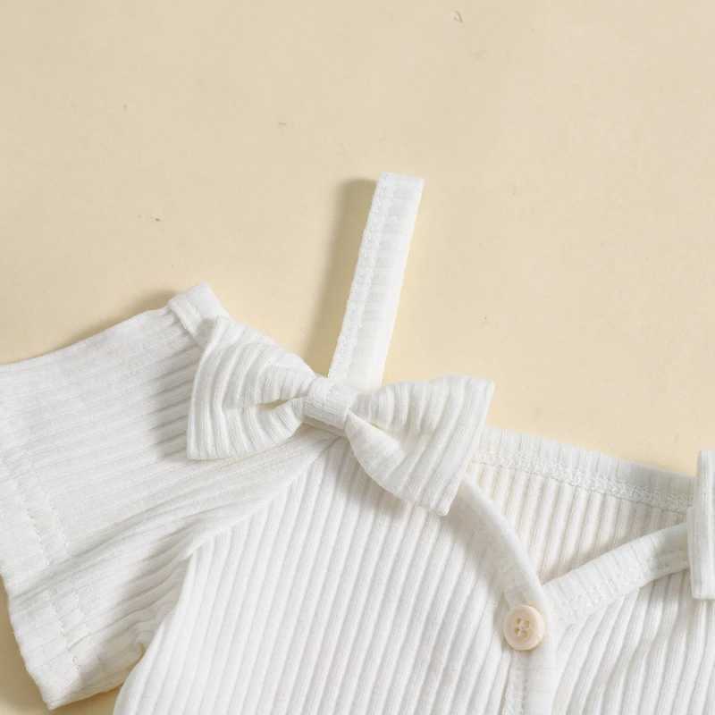 Clothing Sets 2024-04-15 Lioraitiin Kids Girls Summer Outfits Cold Shoulder Short Sleeves Button T-Shirt and Elastic Waist Floral Flare Pants