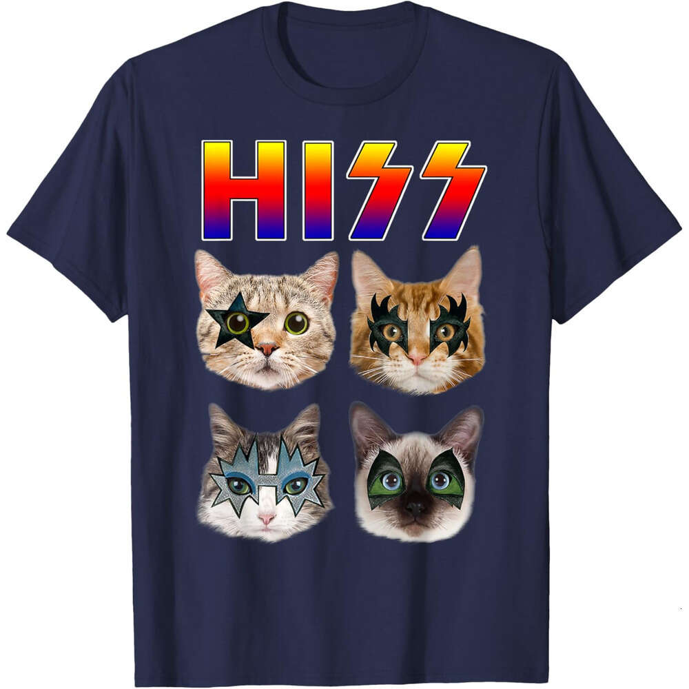 Designer T shirts For Men Women Hiss Funny Cats Kittens Rock Rockin Short Sleeve T-shirt Gift Tee Pun Tops Clothes Tshirt Free shipping