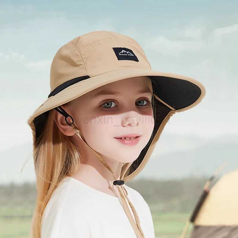 3-8 Yeas Kids UPF 50+ Sun Protection Hats Sun Hat for Baby Boy Girl Child Breathable Wide Brim UV Protection Cap Sunscreen hatXJ240715