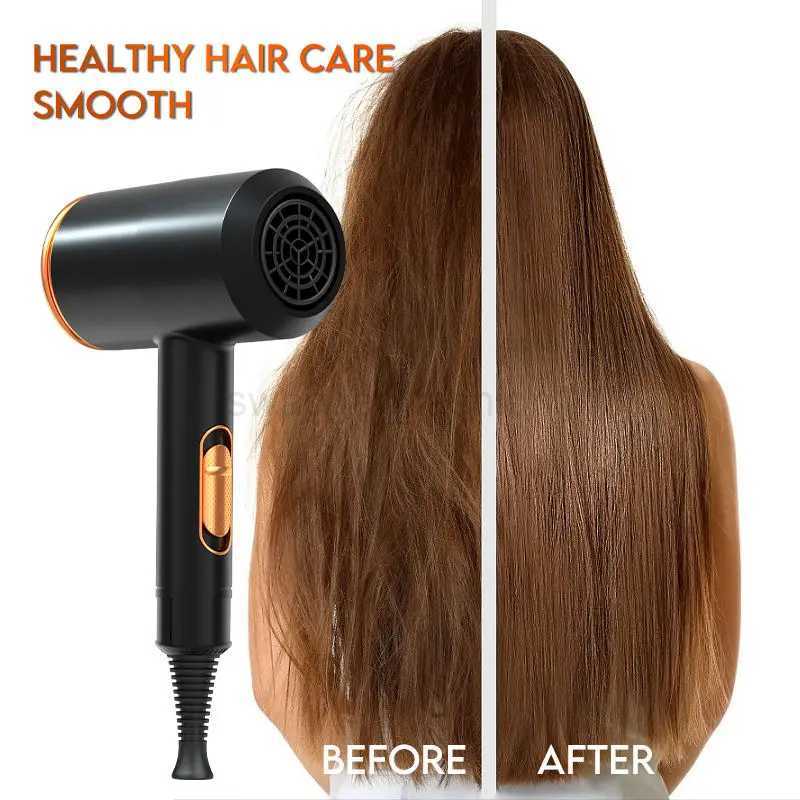 Professional Hand Blow Dryer Travel Home Use Powerful Ionic Barber Salon Equipment Hot Cold Wind Super Black One Step Hair DryerB240715