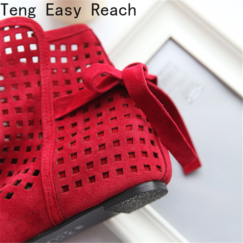 Summer Bootie 2024 With The New Shoes Lace Openwork Crochet Plus Size 34-43 Hollow Fashion Women Boots 43