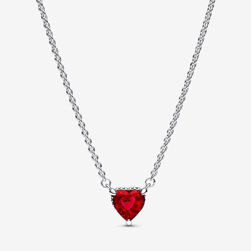 Sparkling Heart Halo Pendant Necklace 925 Sterling Silver Chain Necklaces For Women designer Jewelry Red Diamond Love Wedding necklace with Original Box