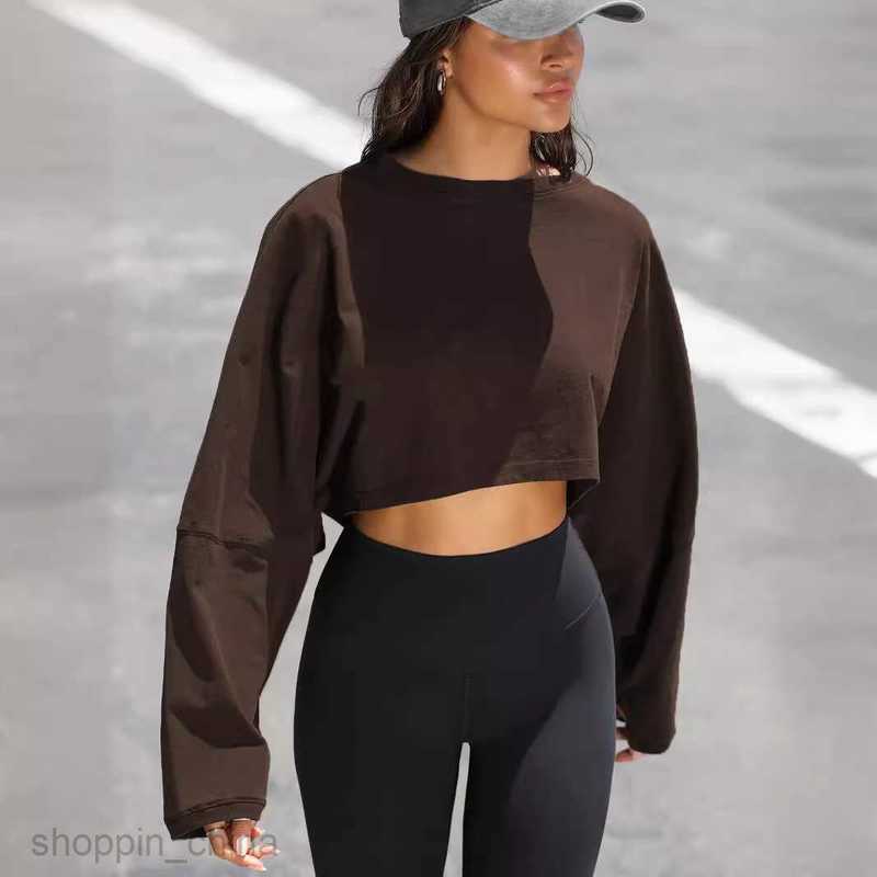 Women Hoodies Sweatshirts vintage sweaters autumn and winter trendy brand women's long sleeved short knit sports yoga top Woman jogging suit