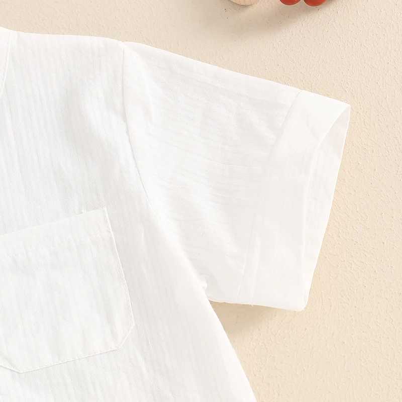 Clothing Sets 2024-04-16 Lioraitiin Kids Boys Shorts Set Single Breasted Round Neck T-shirt Tops Soft Solid Color Shorts Casual Outfits