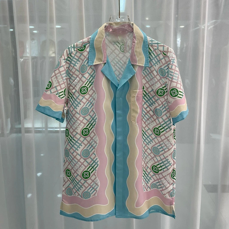 Mens Hawaiian Shirt Lapel Button Fashion Printing Short Sleeve Flower Casual Oversized Social Street Style Top 240708