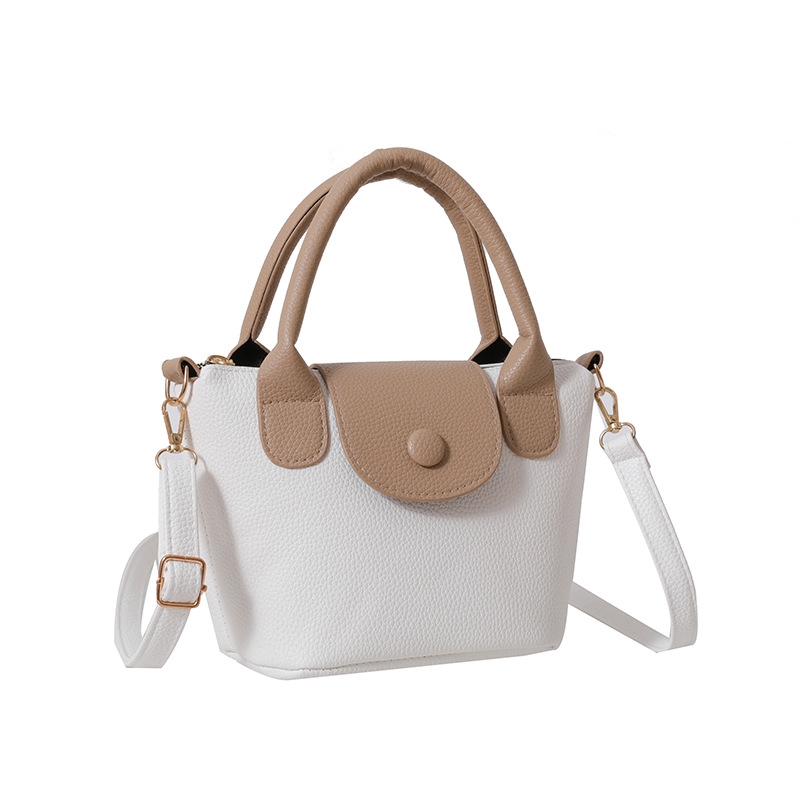 2025 Designer and versatile Fashionable 3 hand-held small for women, new color contrasting casual bucket bag, 2023 summer niche simple crossbody bag w