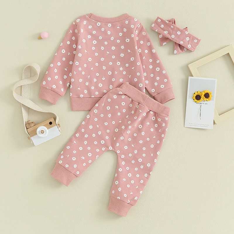 Clothing Sets CuteKids Baby Girls Clothes Casual Children Outfits Long Sleeve Sweatshirt Sweatpants Headband Floral Print Sets