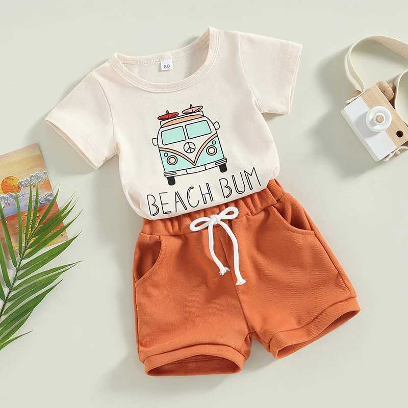 Clothing Sets 2023-01-08 Lioraitiin 0-63Years Toddler Baby Boy 2Pcs Beach Clothes Short Sleeve Bus Print T-Shirt Pocket Shorts Set