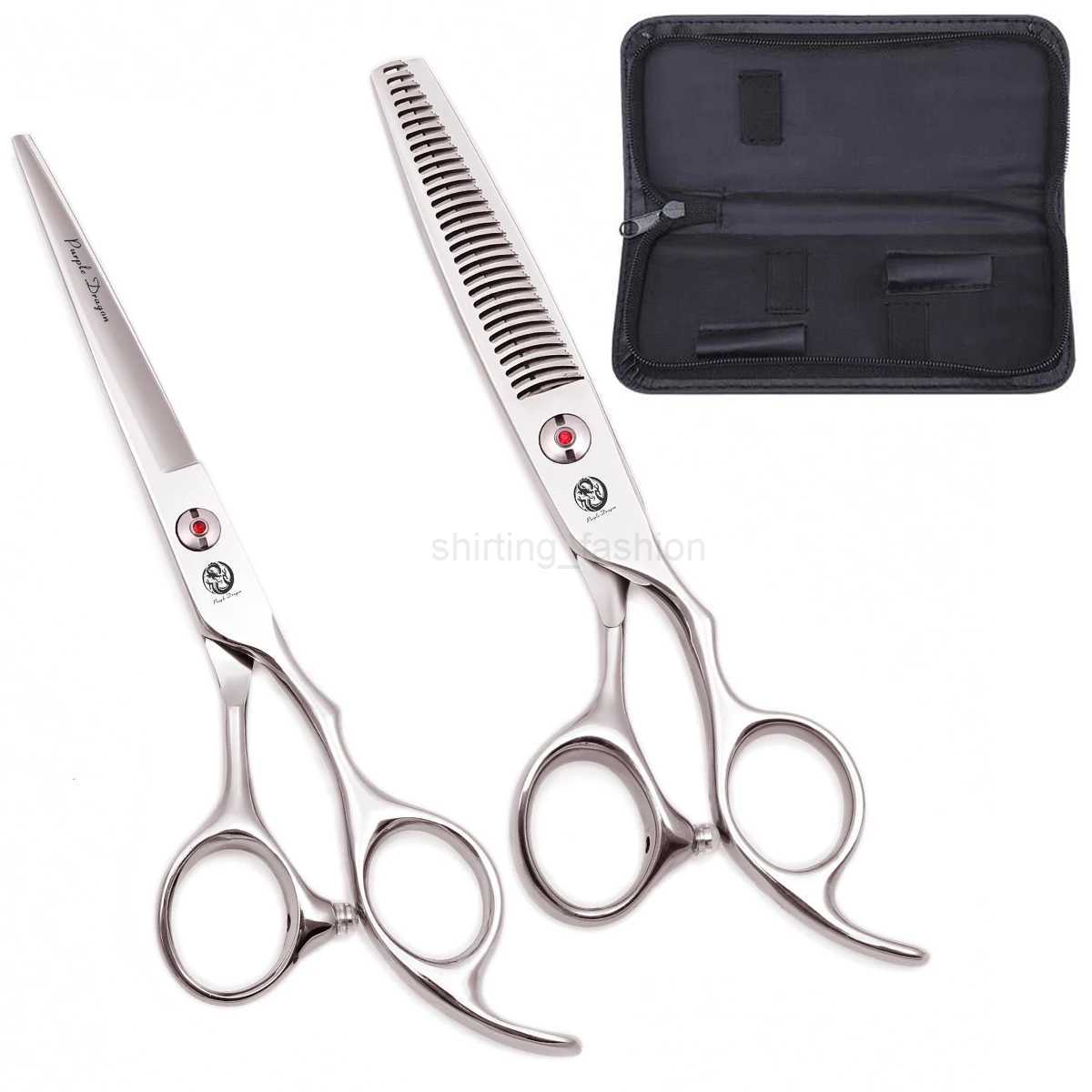 Professional Hair Scissors Japan 440C Purple Dragon 6 Hair Cutting Scissors Barber Thinning Scissors Haircut Set Razor Z2003CL240715