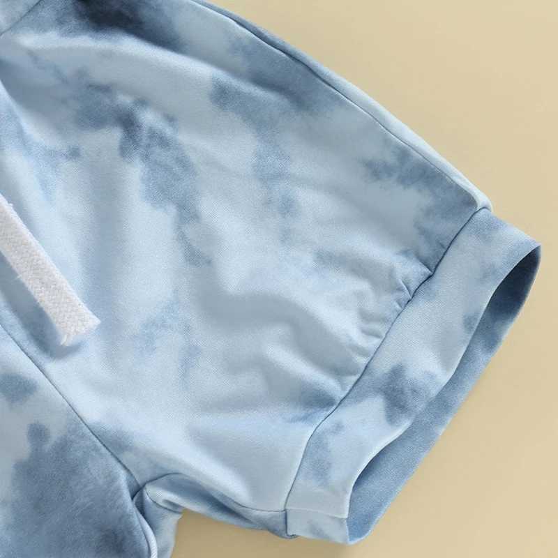 Clothing Sets Summer Baby Boys Suit Tie-dye Print Short Sleeve Crew Neck T-shirt + Elastic Waist Shorts 2Pcs Infant Sets Toddler Clothes 3I3Z