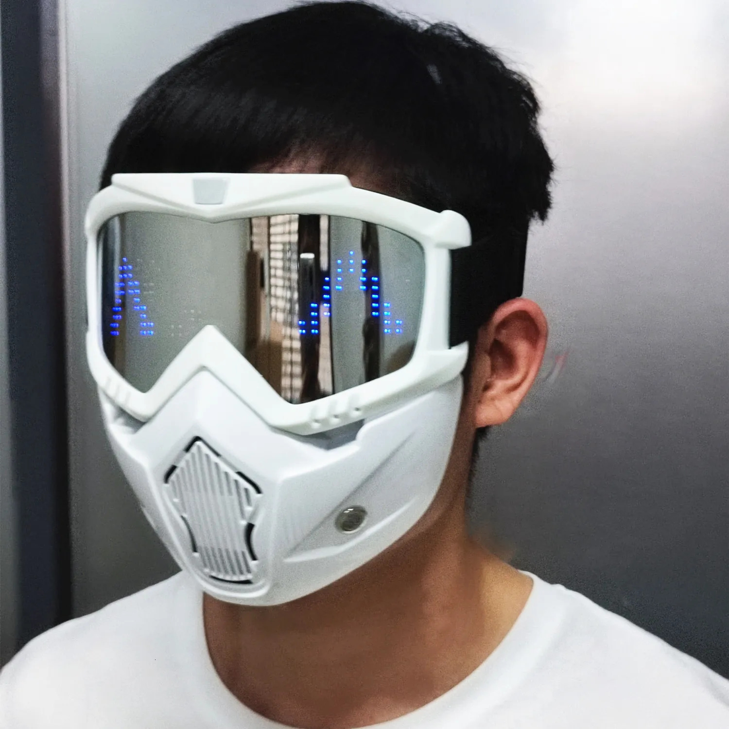 Detachable Bluetooth Rgb Led Light Up Party Motorcycle Offroad Wind Riding Goggles Mask Builtin Battery Display board 240712