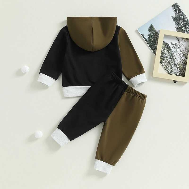 Clothing Sets 2023-06-08 Lioraitiin 0-3Years Infant Baby Boy 2Pcs Clothes Set Contrast Color Long Sleeve Hood Sweatshirt Tops Long Pants Set