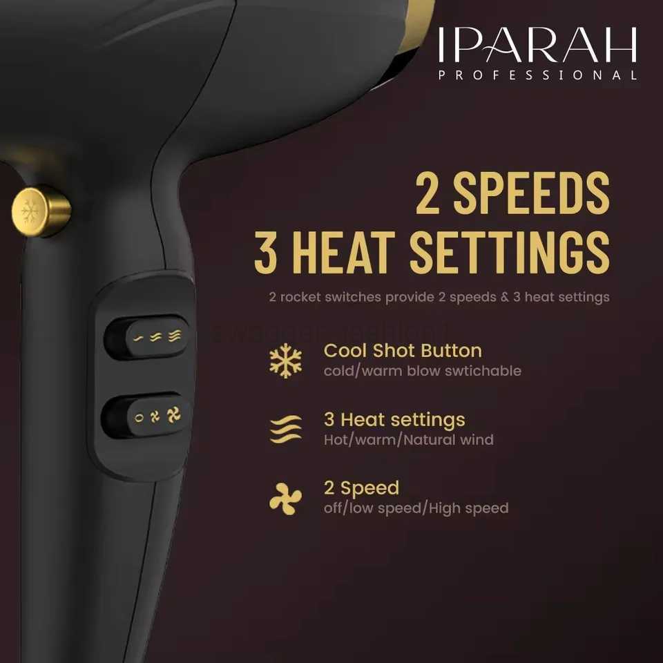 IPARAH Hair Dryer Professional Powerful Hair Dryer Low Noise Fast Heating Negative Ion Hair Care Blow Dryer Salon Tools P-340B240715