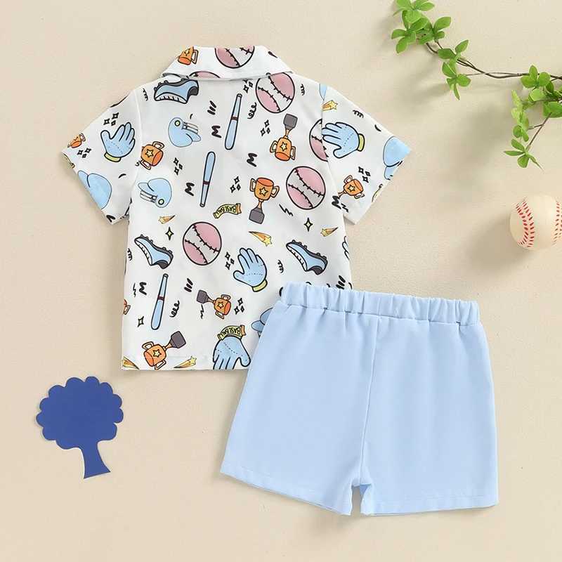 Clothing Sets 2024-04-10 Lioraitiin Baby Kids Boys Shorts Set Short Sleeve Baseball Print Bow Tie Shirt with Elastic Waist Shorts Outfit