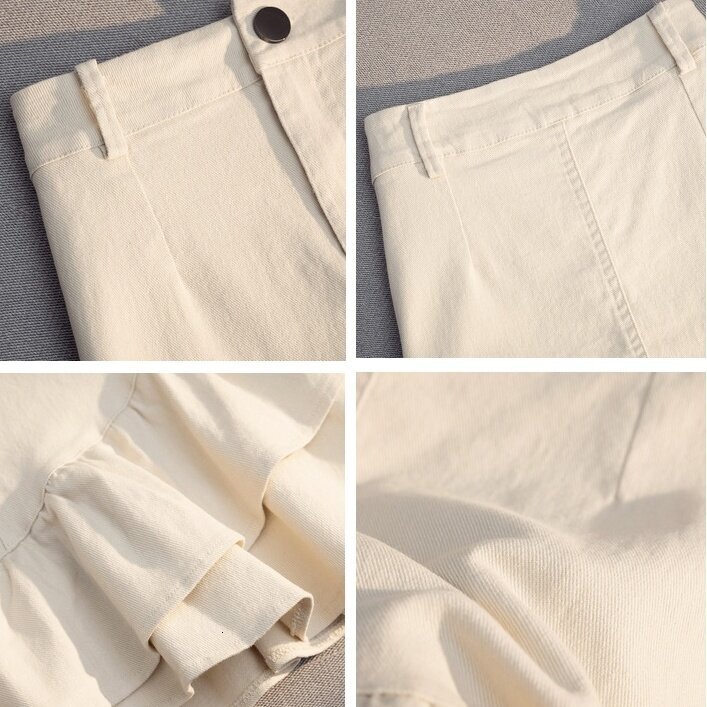 202 early spring new women's clothing Korean version fashionable versatile ruffle edge half skirt high waist slimming A-line package with short b