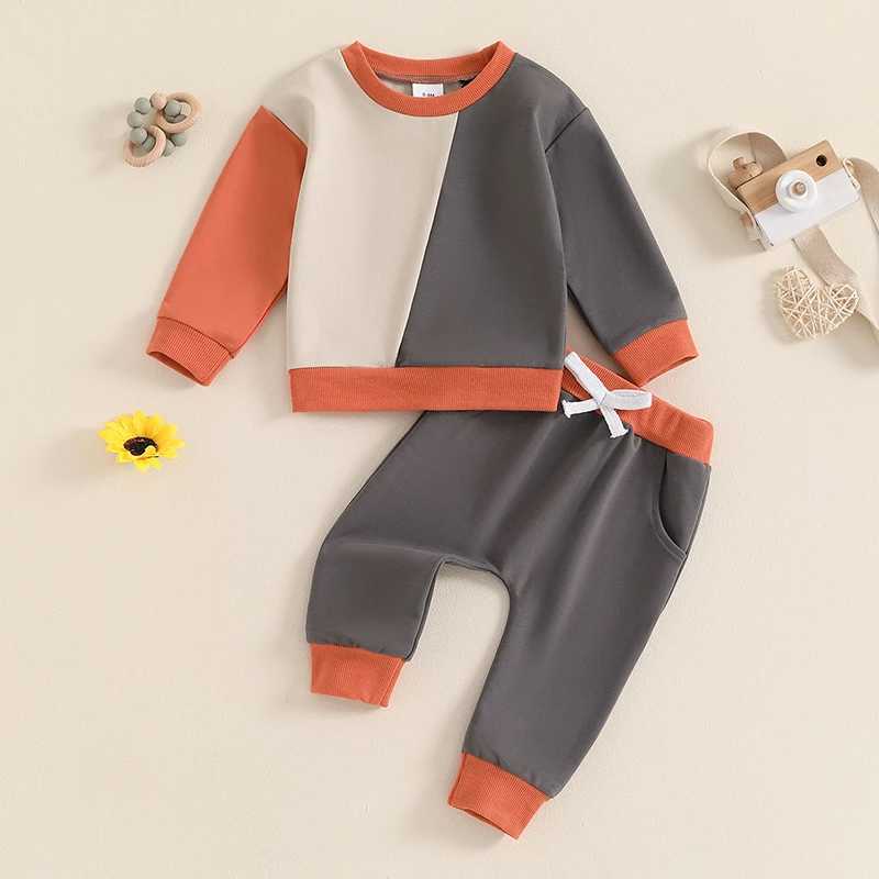 Clothing Sets Baby Boys Clothes Sets Contrast Color Long Sleeve Casual Sweatshirt+Drstring Pants 2pcs Kids Clothes Sports Suit Autumn New