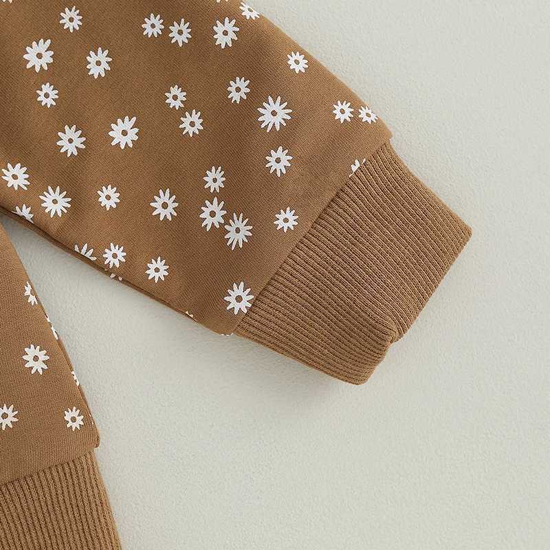 Clothing Sets 2023-06-30 Lioraitiin 0-3Years Baby Girls Fall Outfit Flower Print Long Sleeve Crew Neck Sweatshirt Sweatpants Fall Clothes