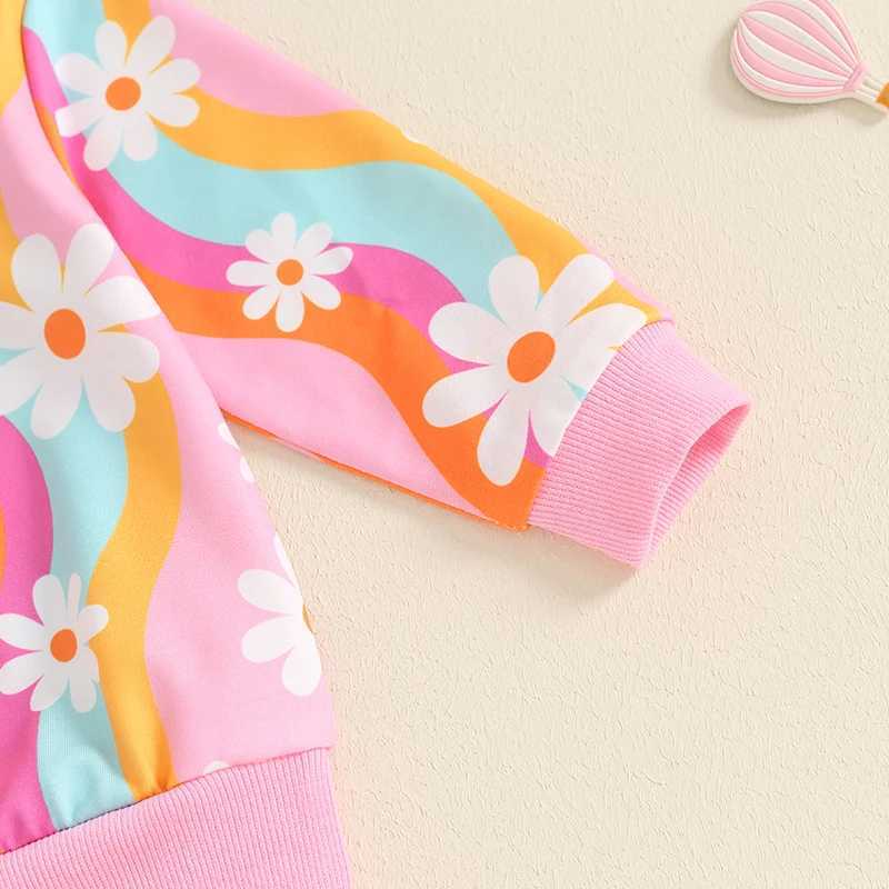 Clothing Sets 2024-05-17 Lioraitiin Toddler Girls Fall Outfits Striped Daisy Print Long Sleeve Sweatshirt and Elastic Pants Baby Cute Clothes
