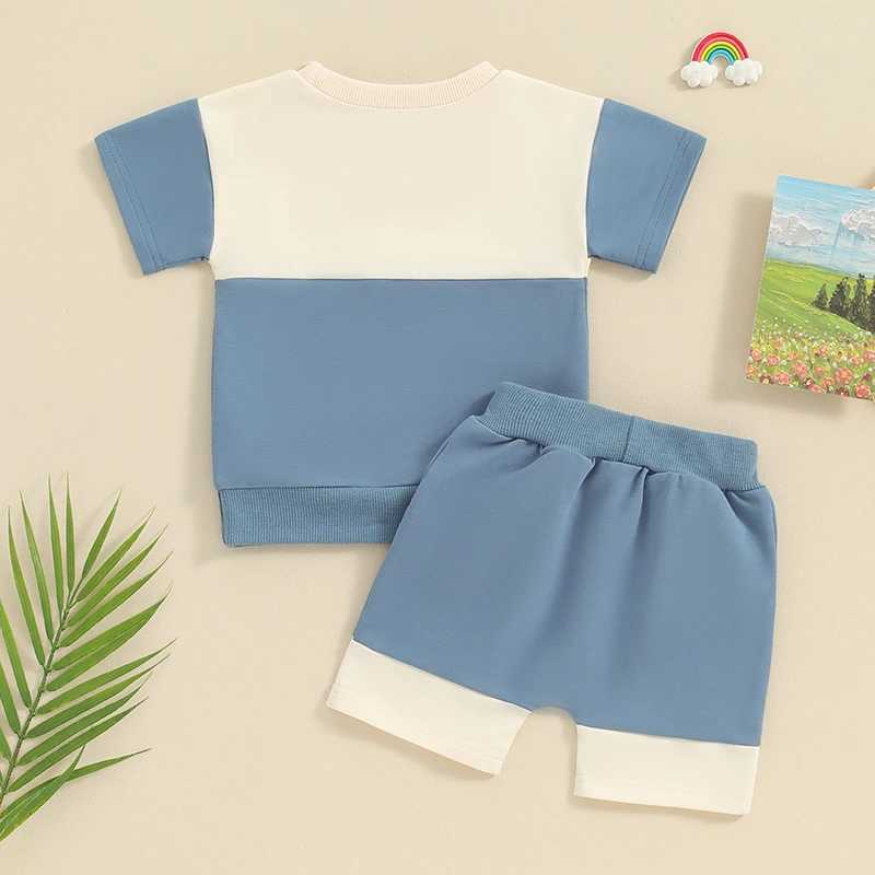 Clothing Sets 2023-12-12 Lioraitiin 0-3Y Baby Boy Clothes Summer Contrast Color Short Sleeve T-shirt Tops Shorts Set Toddler Outfit