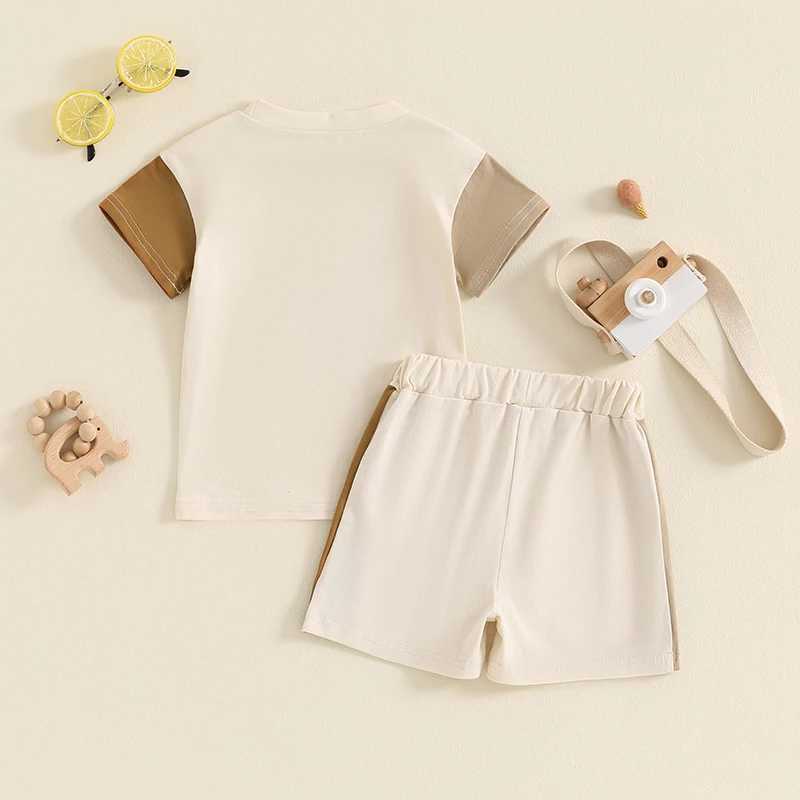 Clothing Sets 2024-05-10 Lioraitiin Toddler Boys Summer Outfits Western Elements Horse Print Contrast Color Short Sleeve T-Shirts Shorts Set