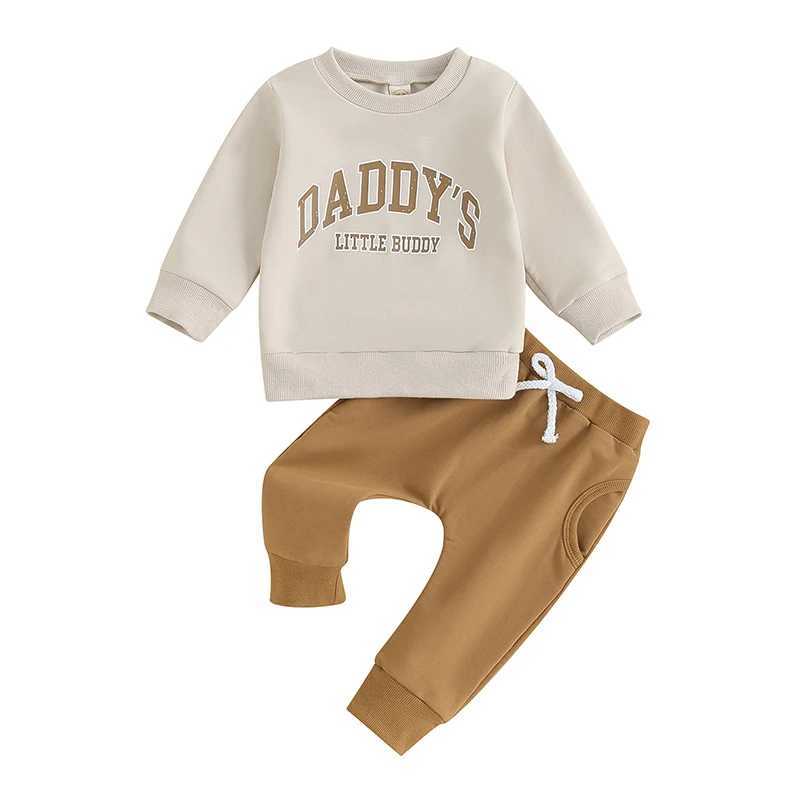 Clothing Sets 2023-08-08 Lioraitiin 0-3T Newborn Baby Outfits Letter Print Long Sleeve Round Neck Sweatshirt and Pants Set Toddler Pants Suits