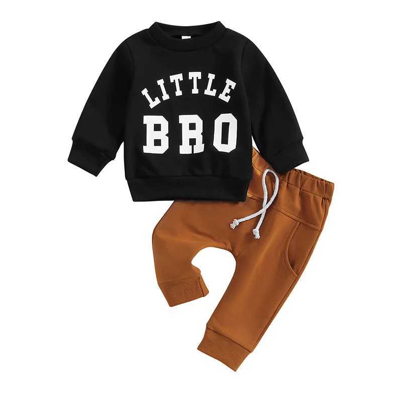 Clothing Sets 2023-06-15 Lioraitiin 0-18M Baby Boys 2Pcs Casual Pants Set Long Sleeve Crew Neck Letters Print Sweatshirt Sweatpants Clothes