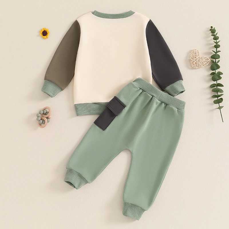 Clothing Sets Baby Boys Clothes Sets Contrast Color Long Sleeve Casual Pocket Sweatshirt+Pants 2pcs Kids Clothes Sports Suit Autumn New
