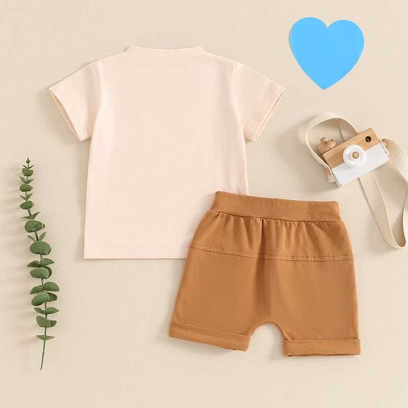 Clothing Sets 2024-04-02 lioraitiin Toddler Baby Girl Boy Fathers Day Outfit Letter Print Short Sleeve T-Shirt and Elastic Shorts Clothes Set