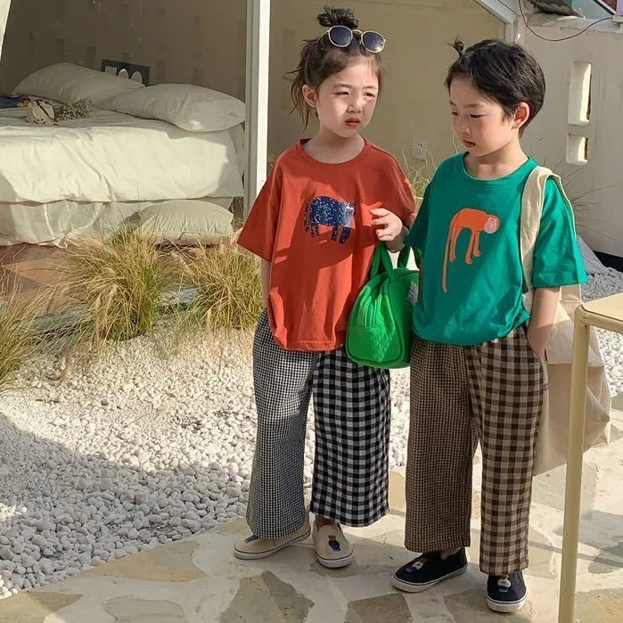 Boutique Childrens Wear Cartoon Tees Kids Clothing Summer T-shirt Korean Style Loose Tops T Shirts Crew-neck Girls Short Sleeve 240704