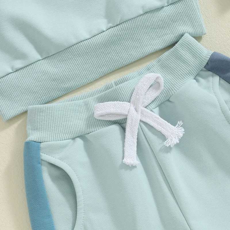 Clothing Sets 2024-05-27 Lioraitiin 0-3Y Toddler Boys Fall Outfits Contrast Color Long Sleeve Sweatshirts and Long Pants 2Pcs Clothes Set