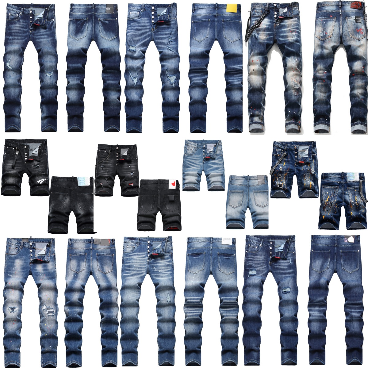 Mens jeans womens baggy jean shorts man designer jeans luxury slim fit embroidery pants hole high street retro straight regular Jeans denim top quality skinny jeans