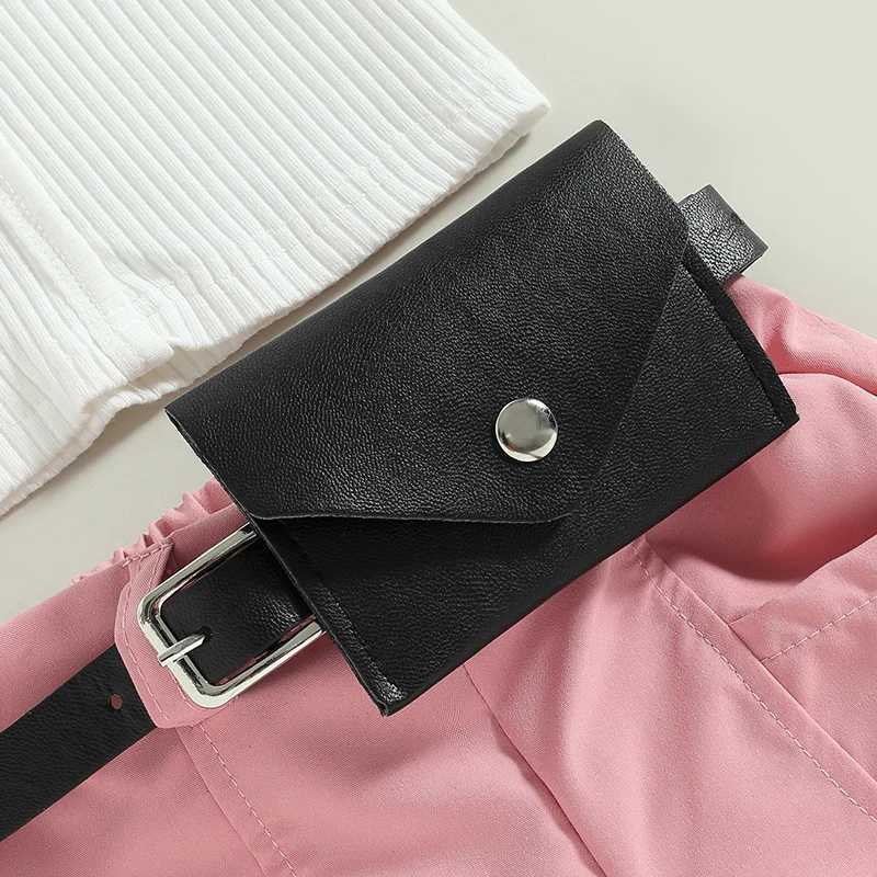 Clothing Sets 2023-02-03 Lioraitiin 0-4Years Kids Girls 2Pcs Summer Fashion Set Short Sleeve T-shirt with Rolled Hem Shorts and Waist Bag