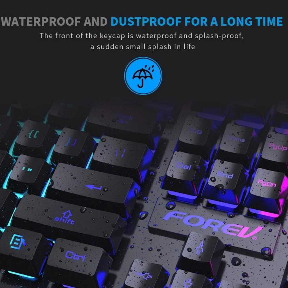 Backlit Mechanical Keyboard Wired Gaming Keyboard waterproof Luminous 104 key keyboard And Mouse Set for Gamer PC Laptop OfficeM240715