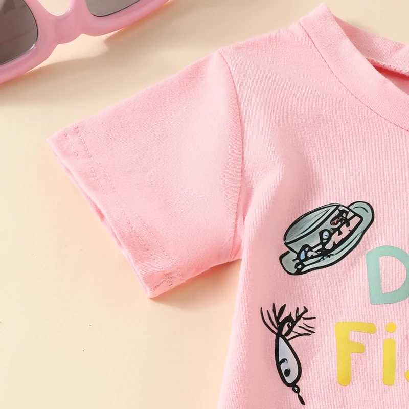 Clothing Sets 2024-04-30 Lioraitiin Baby Girl 2Pcs Summer Outfits Short Sleeve Fish Print T-shirt Tops + Flare Pants Set Toddler Clothes