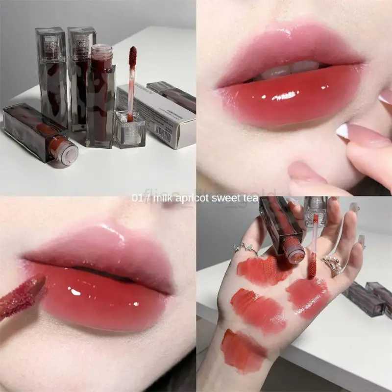Waterproof Mirror Nude Lip Gloss Transparent Nude Dark Brown Red Lip Glaze Lasting Velvet Liquid Lipstick Women Makeup Cosmetic zxx240715