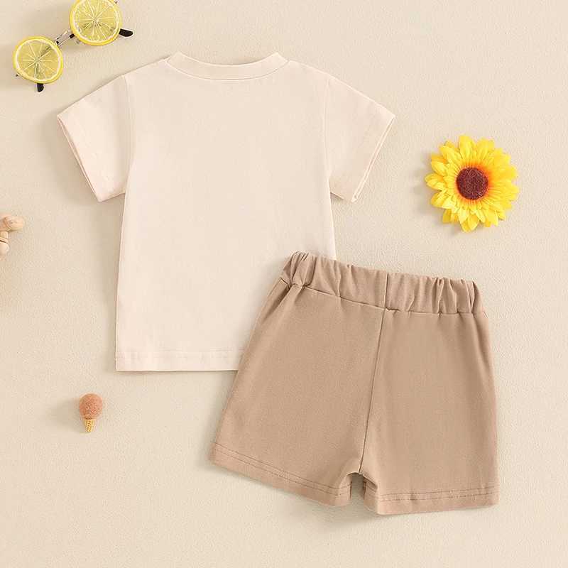 Clothing Sets Baby Boy 2 Piece Summer Outfit Letter Print Round Neck Short Sleeve Tops Elastic Waist Shorts Toddler Clothes Set