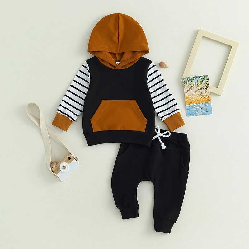 Clothing Sets Autumn Newborn Infant Baby Boy Fall Outfits Striped Long Sleeve Contrast Color Hoodie + Pants Set Toddler Clothes
