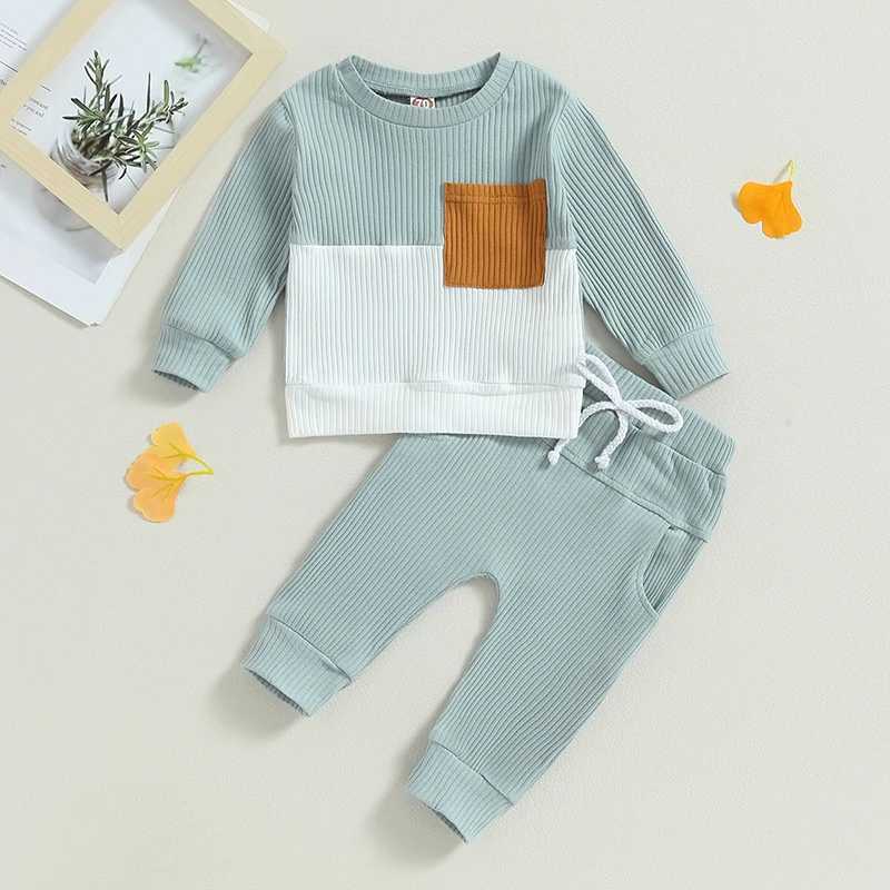 Clothing Sets 2023-06-29 Lioraitiin 0-3Years Baby Boys 2Pcs Fall Clothes Long Sleeve Crew Neck Sweatshirt with Elastic Waist Sweatpants