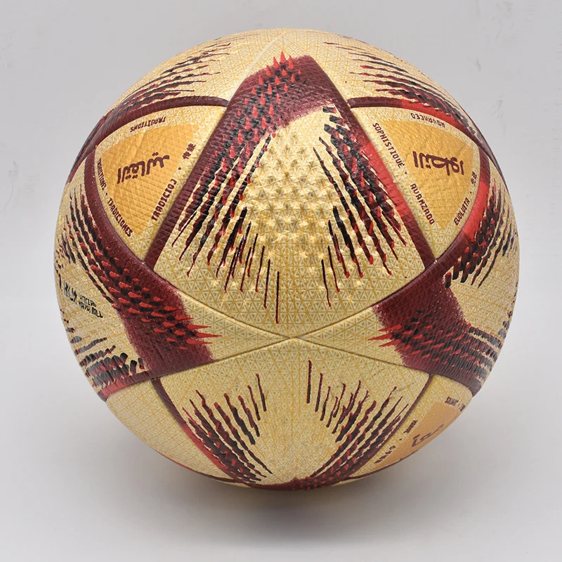 Durable Soccer Ball Professional Size 5 Golden PU Material Wear Resistant Match Training Football Qatar World Cup 240711