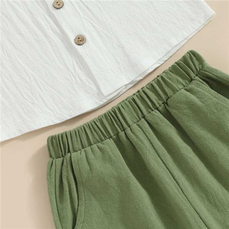 Clothing Sets 2Pcs Toddler Kid Boys Summer Outfits Short Sleeve Button Down Lapel Shirt + Shorts Set Baby Clothes Boys Clothing Suit