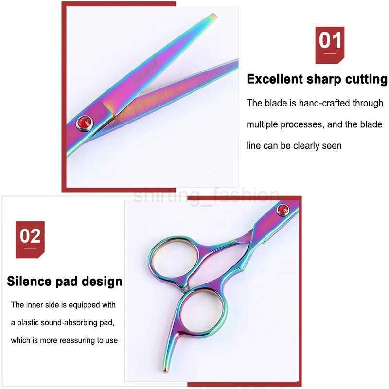 6.5inch Japan High-end Forged Stainless Steel Ruby Rainbow Color Hairdressing Scissors Professional Cutting Hair Cut Barber Salon Home Cutting HeadCL2