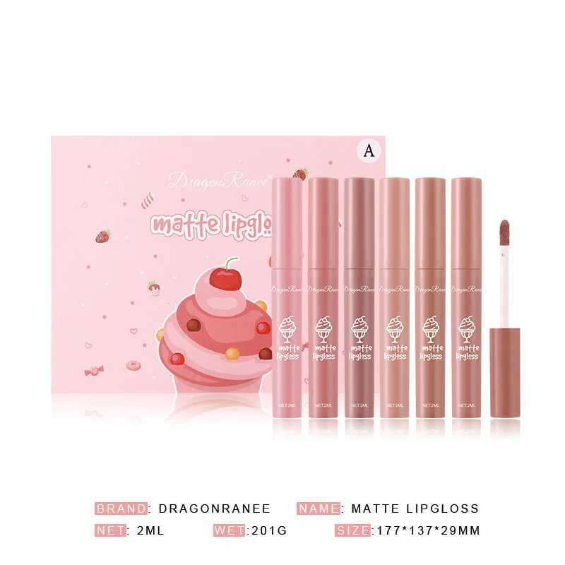 dragonranee 6 Lip Glaze Gift Set Matte Non-Stick Nude Complexion Lip Color Liquid Lipsticks zxx240715